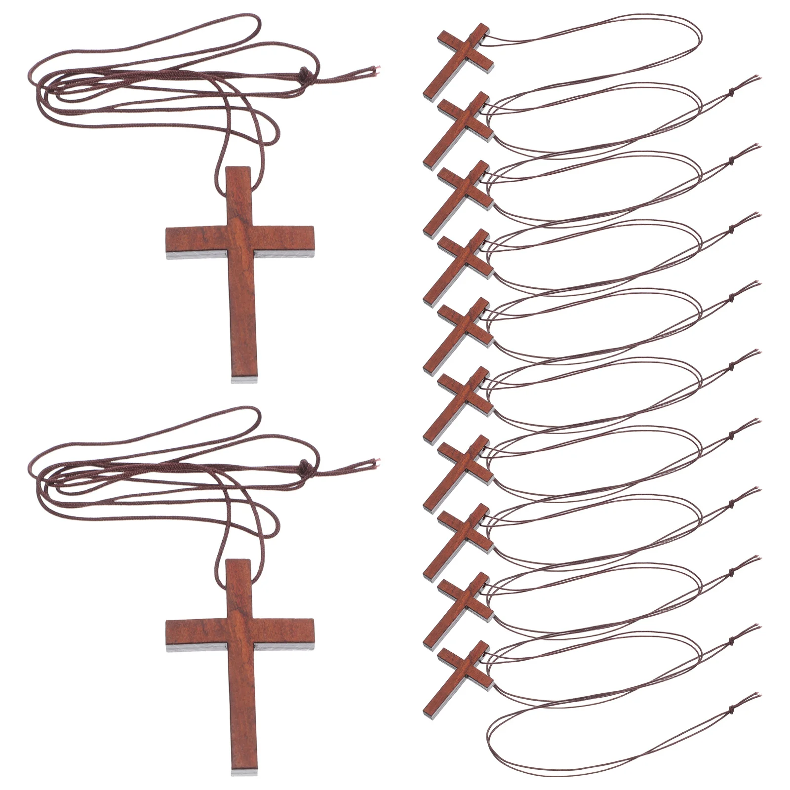 

20Pcs Vintage Walnut Wood Adjustable Cord Religious Pendant for Christian Parties Christmas Gifts