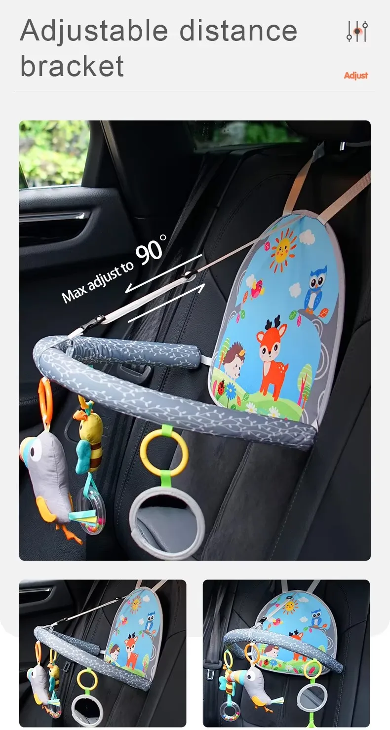 Newborn Baby Mobile Musical Car Seat Toys for Babies Kick and Play Activity Toy Mirror Hanging Squeaky Sensory Toys 6 12 Months