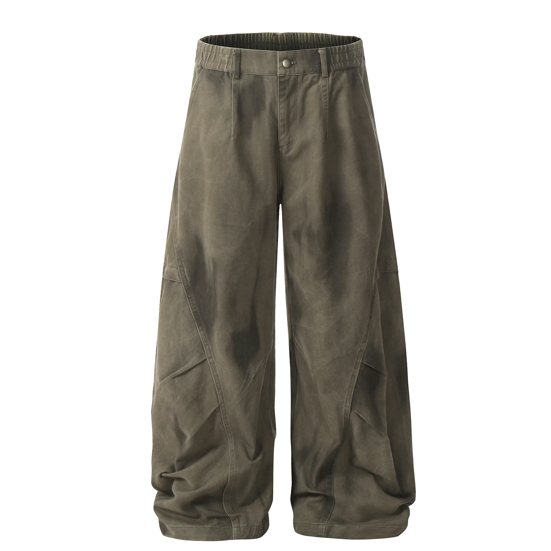 OR FL Tie-dye Gradient Curved Knife 100 Cotton Women Cargo Trousers Trendy Brand Pleated Wide Leg Leisure Staraight Pants Y2k