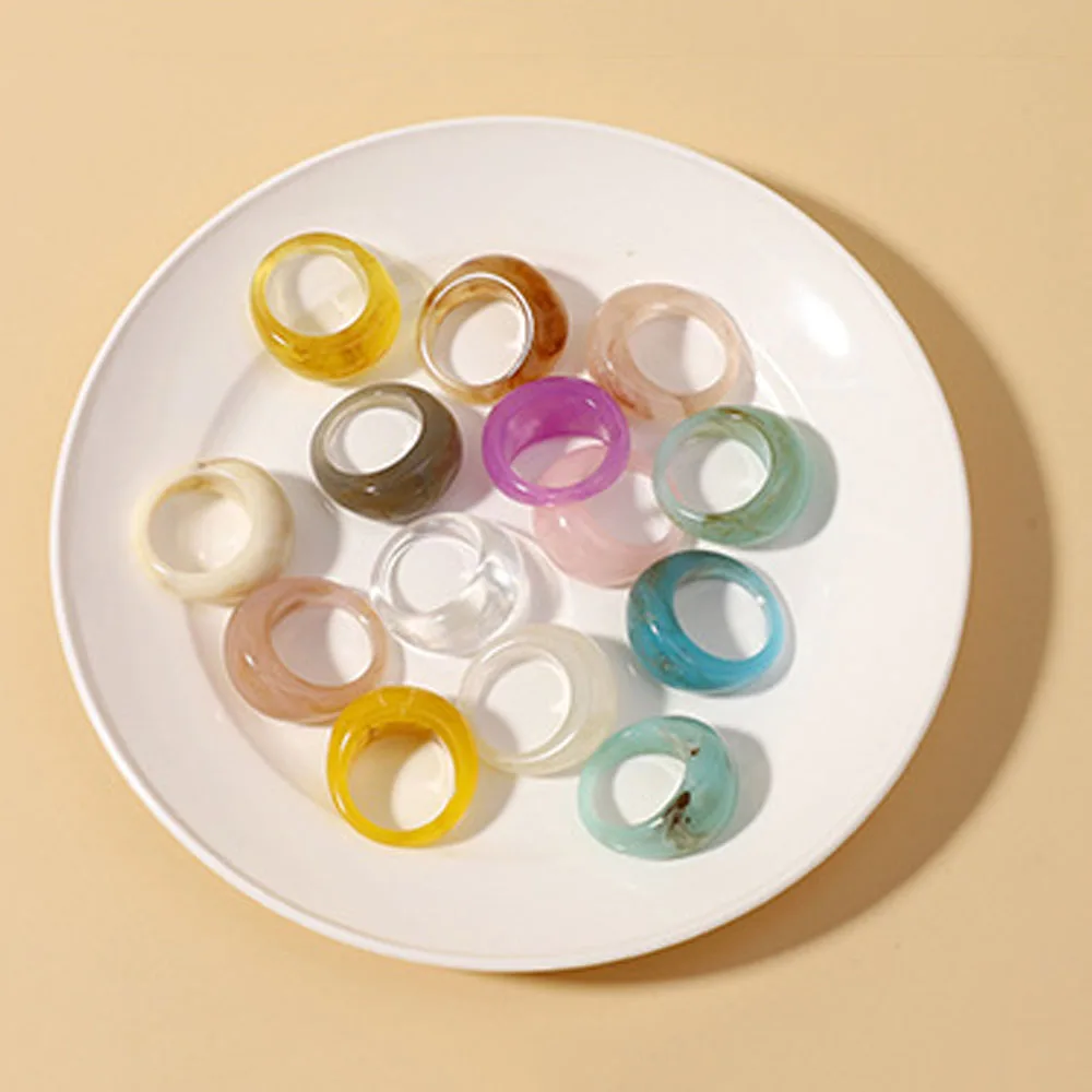 NEW Korean Fashion Colorful Transparent Bright Resin Finger Rings For Women Hiphop Rock Acrylic Big Ring For Party Jewelry Gifts image 6