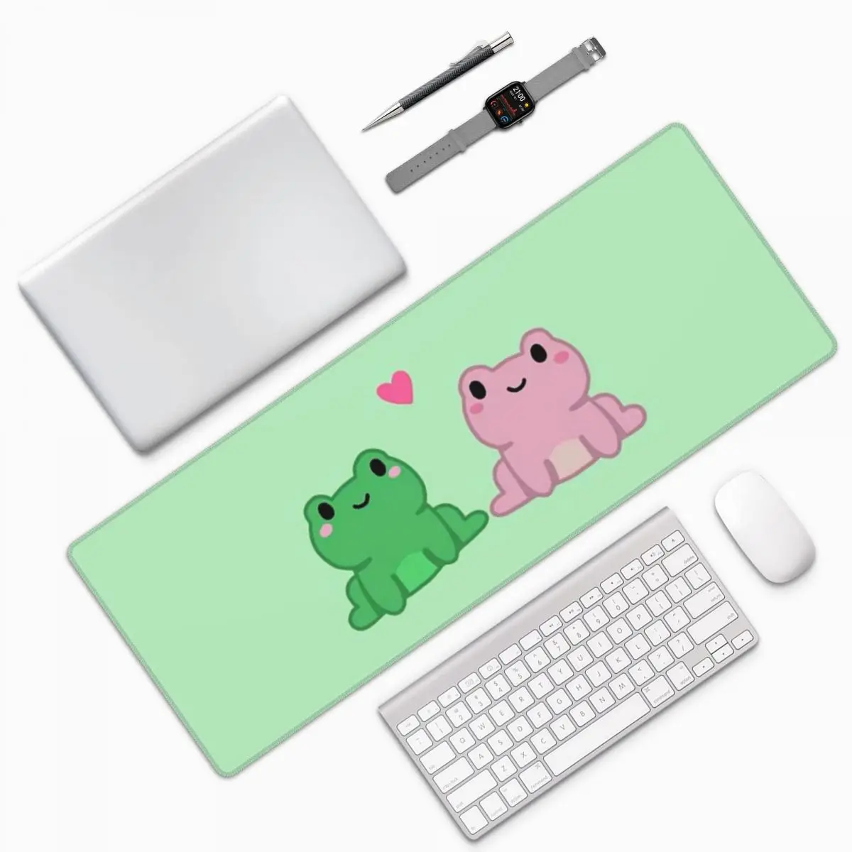 Two Frog Love Heart Cartoon Large Mouse Pad Computer Keyboard Mouse Mat Gaming PC Laptop Desk Mat Office Accessories Table Mats