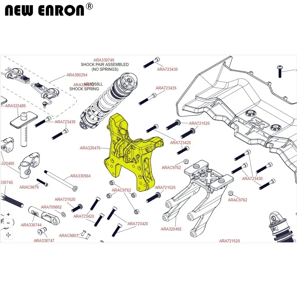 NEW ENRON โช๊คหน้าหลังโลหะ ARA 320475   อรา 320476   สําหรับ RC ARRMA 1/5 Kraton ARA5208 ARA 110002   คนขับไล่ ARA5210 ARA5810