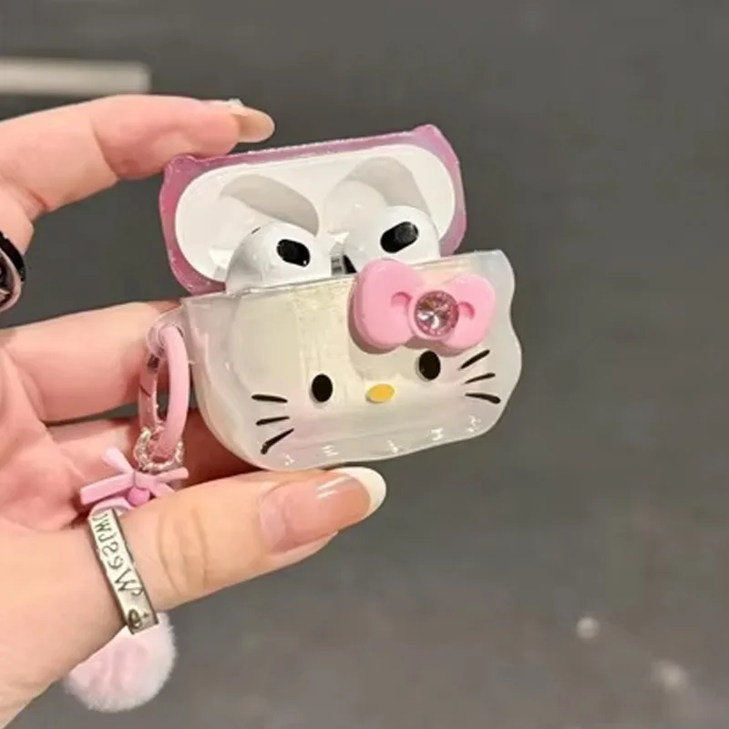 Защитный чехол Hello Kitty для наушников Apple AirPods 1 2 3 4, чехол для наушников Bluetooth, подходит для чехла AirPods Pro 2, с брелоком