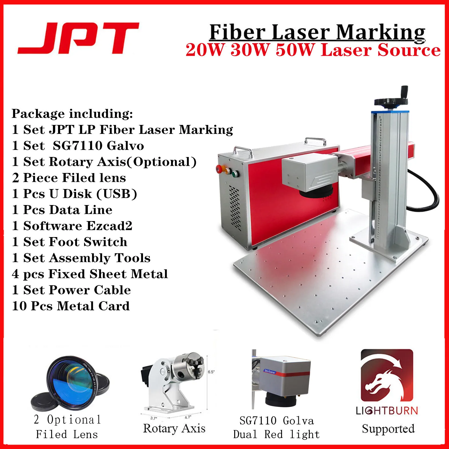 

Raycus JPT LP 20W 30W 50W SG7110 Galvo, Fiber Laser Machine Metal Mark Engraveing Jewerly LOGO Engraver Stainless Steel Gold