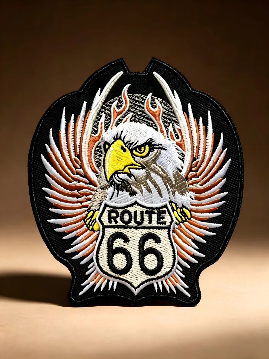 10PCS Eagle Route 66 Embroidered Patch Iron On Sew On Badge for Motorcycle Jacket Vest Clothing DIY Accessory