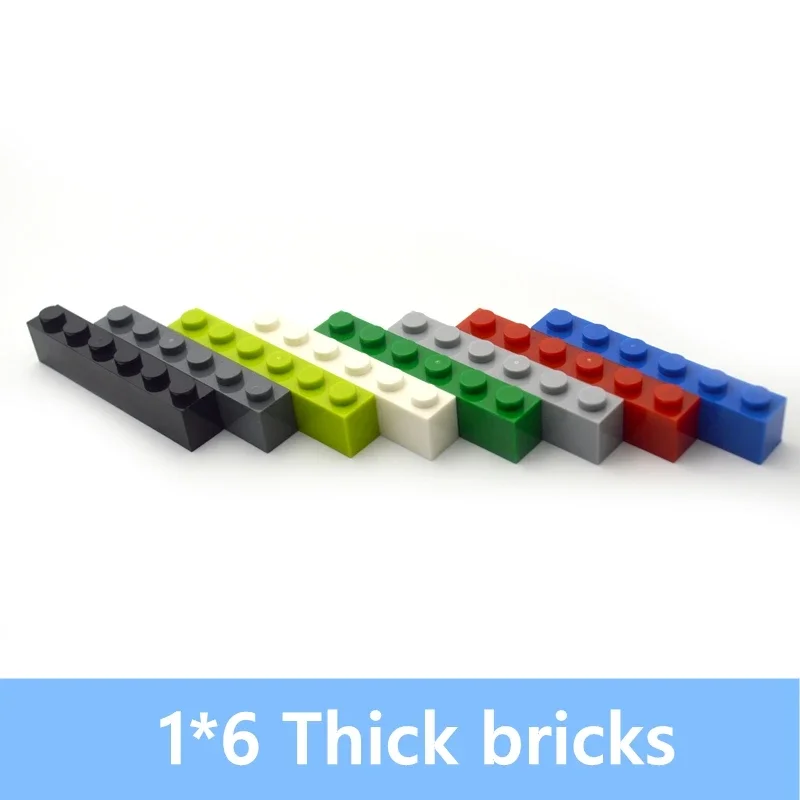 Educational Creative Thick bricks 40pcs 1x6 Dots DIY Bulk Building Blocks 1*6 Dots Set Compatible with 3009 Classic Parts