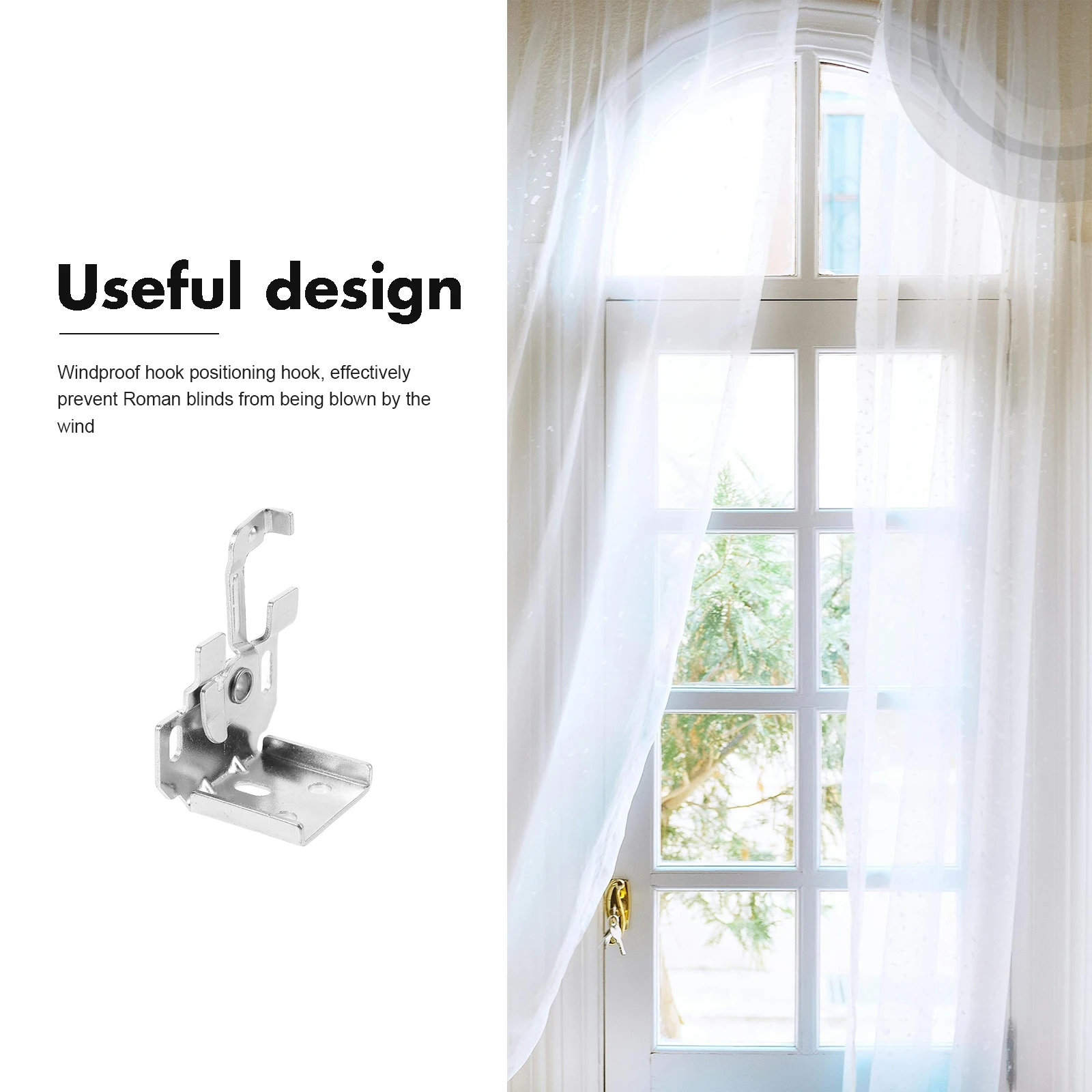 

3pcs Install Coded Windproof Hook Blinds Fittings Metal Bracket Curtain Accessories Sturdy Durable Home Office Use Window Blind