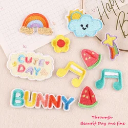 Cute Rainbow Music Patches, Stick-on Clothing, Embroidered Accessories, Badge Cloth Sticker, DIY