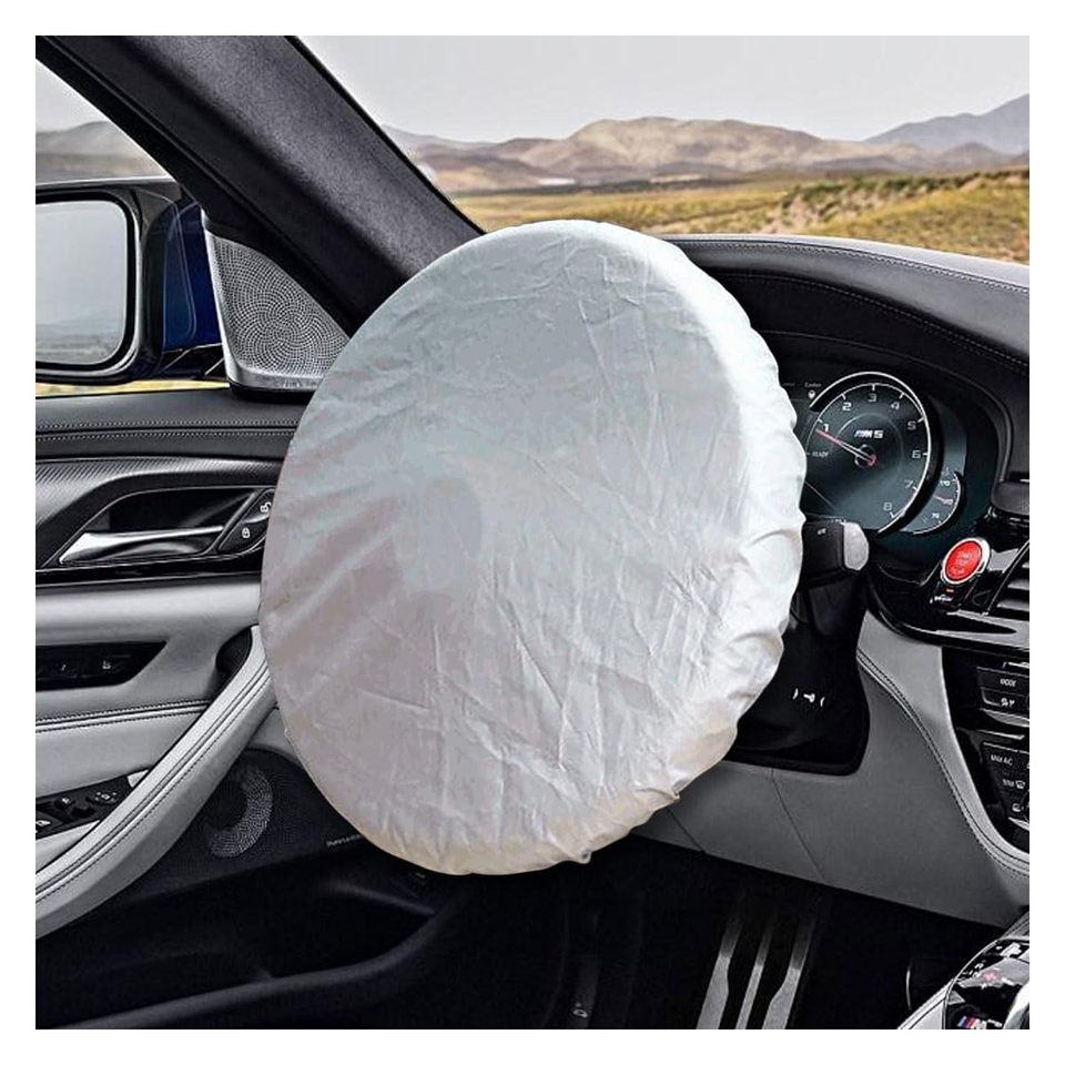  Car Steering Wheel Sun Block Silver Coated Cloth Sun Shade Cover Auto Steering Wheel Sheath Sunscreen Insulation Accessories 