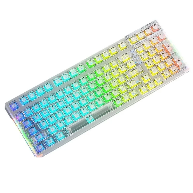 

F98 wireless bluetooth mechanical three-mode keyboard RGB transparent keyboard