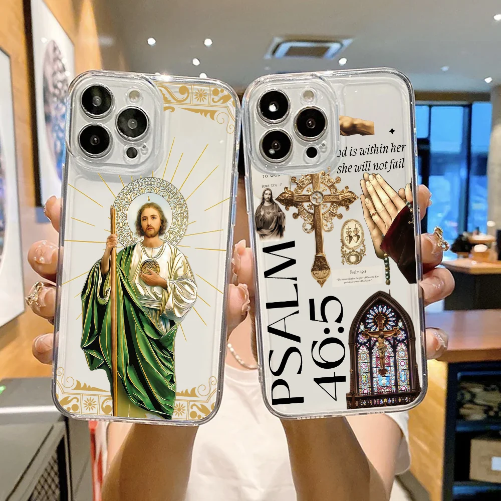 

Saint Jesus Print Clear Phone Case FUNDA For IPhone 12 11 13 14 15 16 17MINI Max Pro Plus Shockproof Soft Clear Back Cover