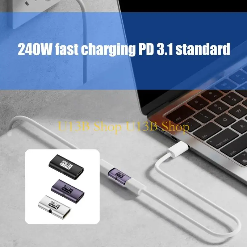 U13B Metal USB4.0 Adapter Converters Featuring 80Gbps Fast Transmission 240W Charging for Reliable Performances