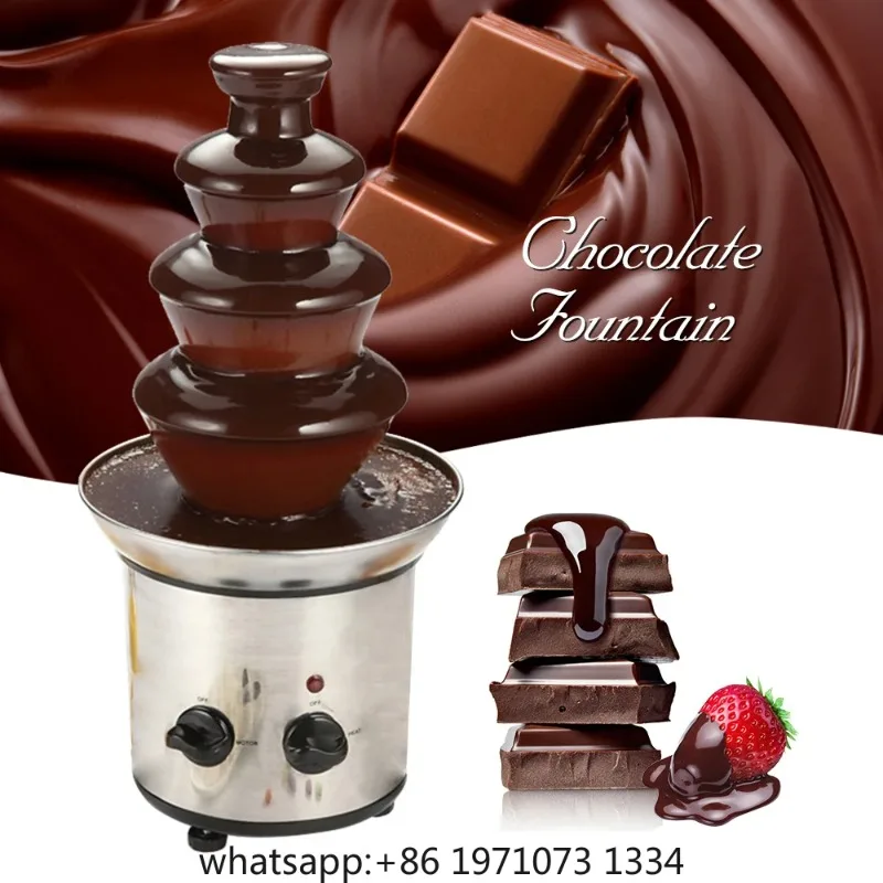 220V Chocolate Fountain 4 Tiers Electric Melting Machine Fondue Pot Set for Chocolate Candy Ranch Nacho Cheese