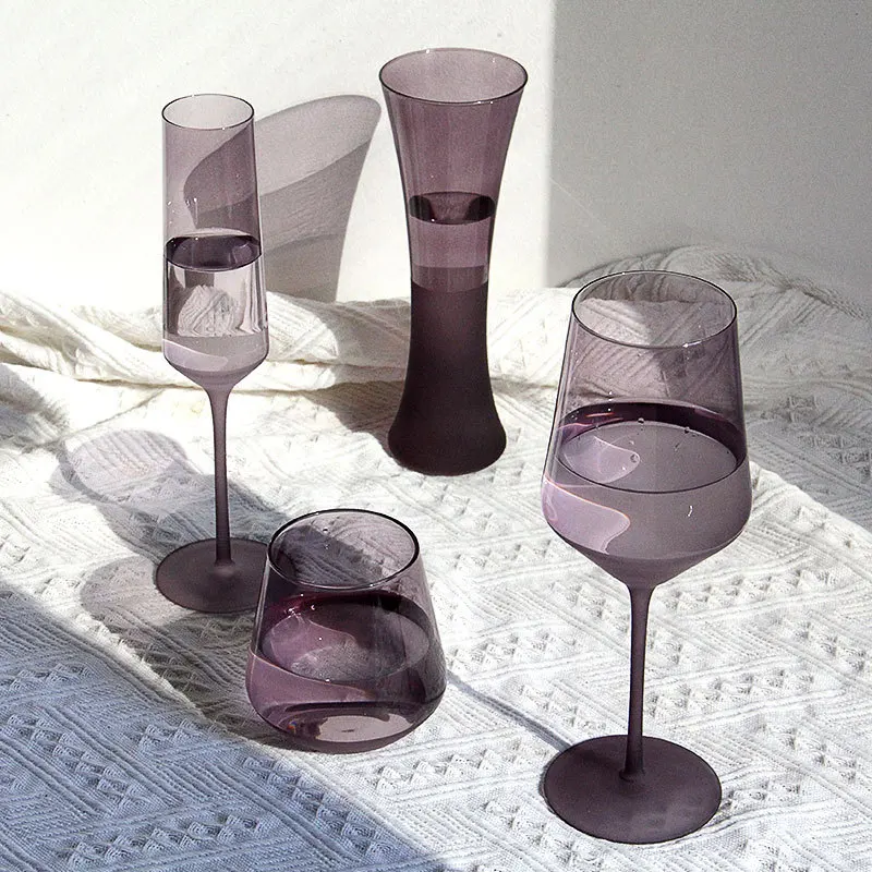 Purple Glass Wine Glasses with Multiple Styles To Choose From Suitable for Beverage Storage and Home Dining Table Decoration