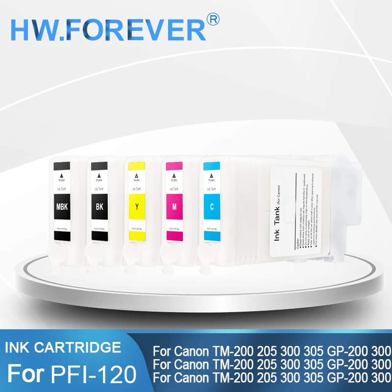 PFI 120 PFI-120 Refillable Empty Ink Cartridge With Chip For CanonTM-200 TM-300 TM-205 TM-250 TM-305 TM-350 GP-200 300 Printer