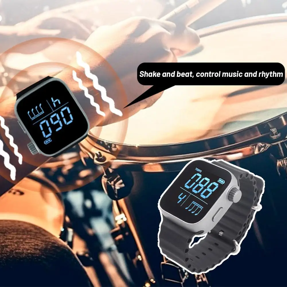 Wearable Metronome Vibrating Metronome Multi-Function Music Instruments Metronome Adjustable Strap Metronome Watch For Spor E1W2