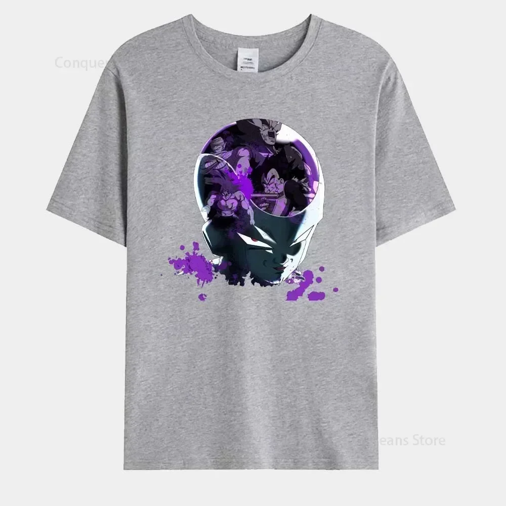 Japanese Anime Frieza Printed Men\'s T-Shirt Goku Summer Short Sleeves Cosplay Tees High Quality Casual Streetwear Women\'s Tops