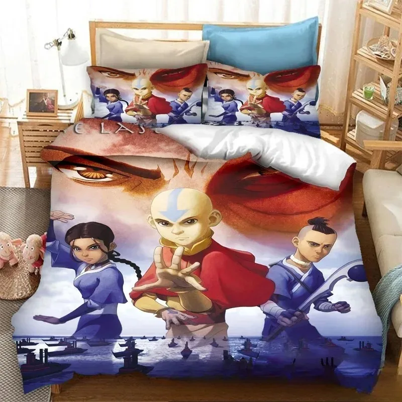 Avatar The Last Airbender Bedding Set Bed Supplies Set Kids Anime Duvet Cover Bed Comforter Set Bedding Single Double King Size