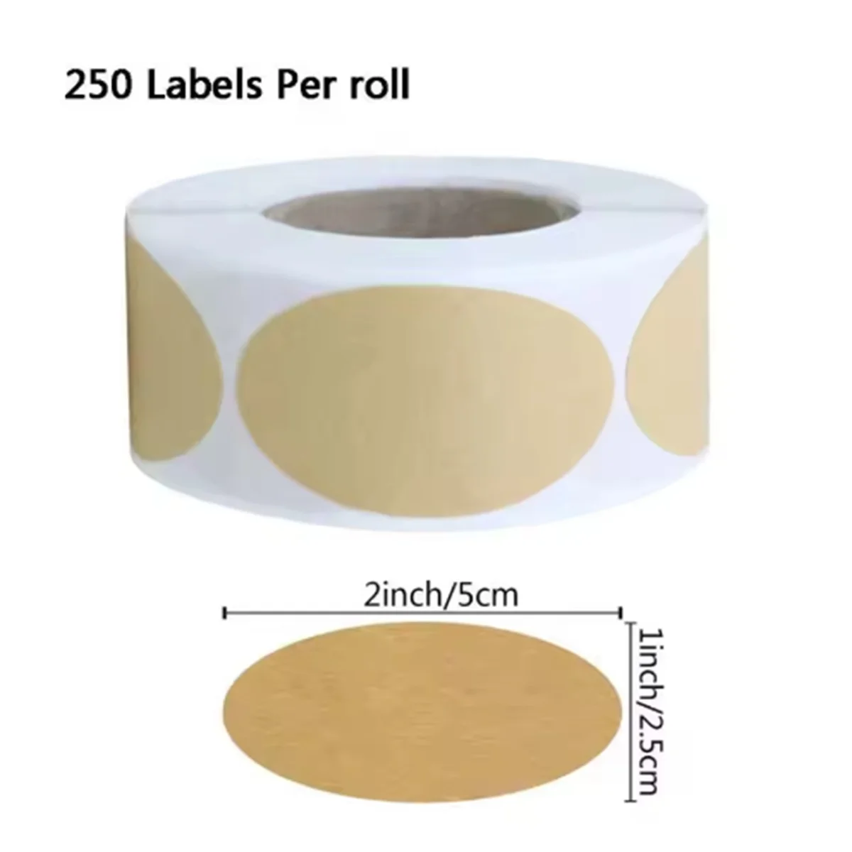A14M 250pcs Kraft Label Stickers Roll DIY Blank Handmade Tags for Baking, Gifts, Jars