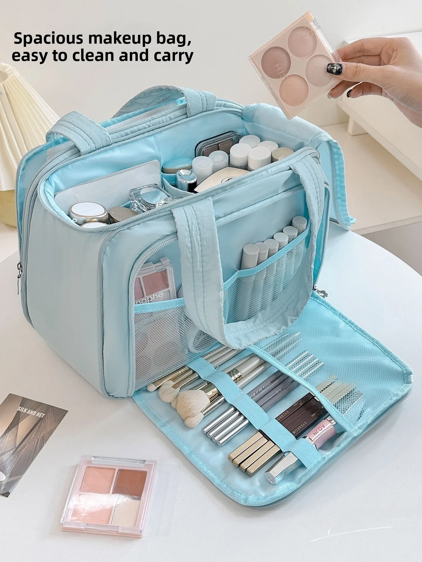 

Большая дорожная косметичка 2026: Новая элитная люксовая сумка-органайзер для туалетных принадлежностей и косметики, премиум-чехол для хранения