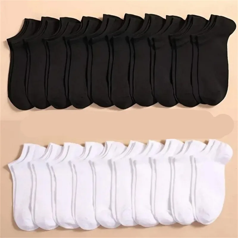 1/5/10 Pairs White Boat Socks For Women Men Invisible Low Cut Silicone Non-slip No-show Ankle Socks Casual Breathable Socks