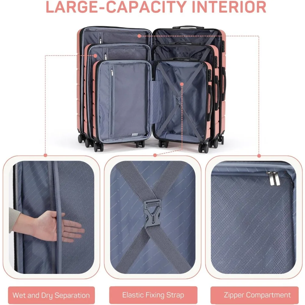 Set Koper Perjalanan Pink 20-24-28 Inch untuk Wanita dengan Desain Stylish dan Kualitas Tahan Lama