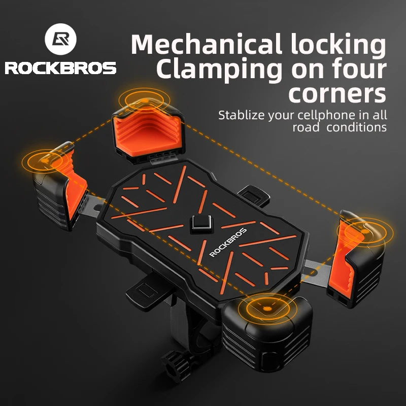 Держатель для телефона ROCKBROS для велосипеда или мотоцикла, автоматическая блокировка, противоударный держатель для велосипеда, утолщенный нескользящий кронштейн
