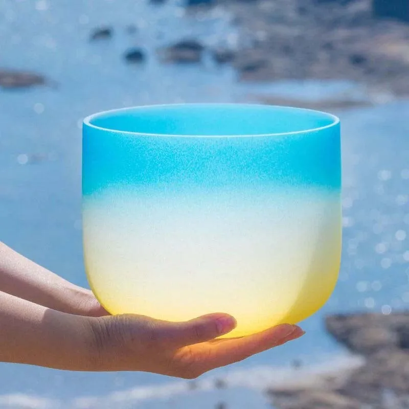 6-12 Inch Pure Quartz Bowls Colorful Mindfulness Chakras Singing Bowl Sound Therapy Handmade Crystal Bowl Percussion Instruments