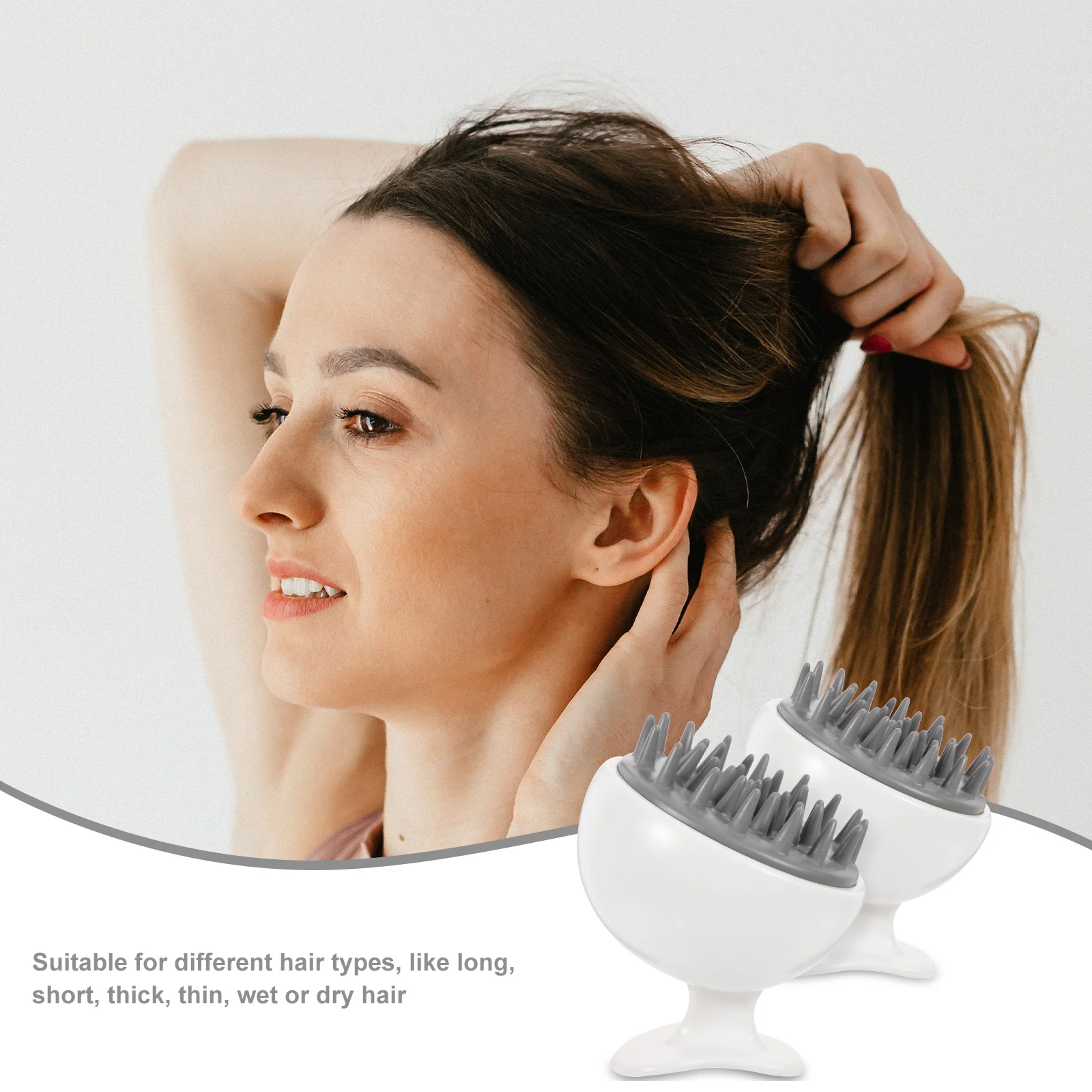 

2 Pcs Shampoo Massage Brush Scalp Massager Exfoliating Hair Surface Scrubber for Shower Travel Lightweight ABS AS TPE Safe Easy