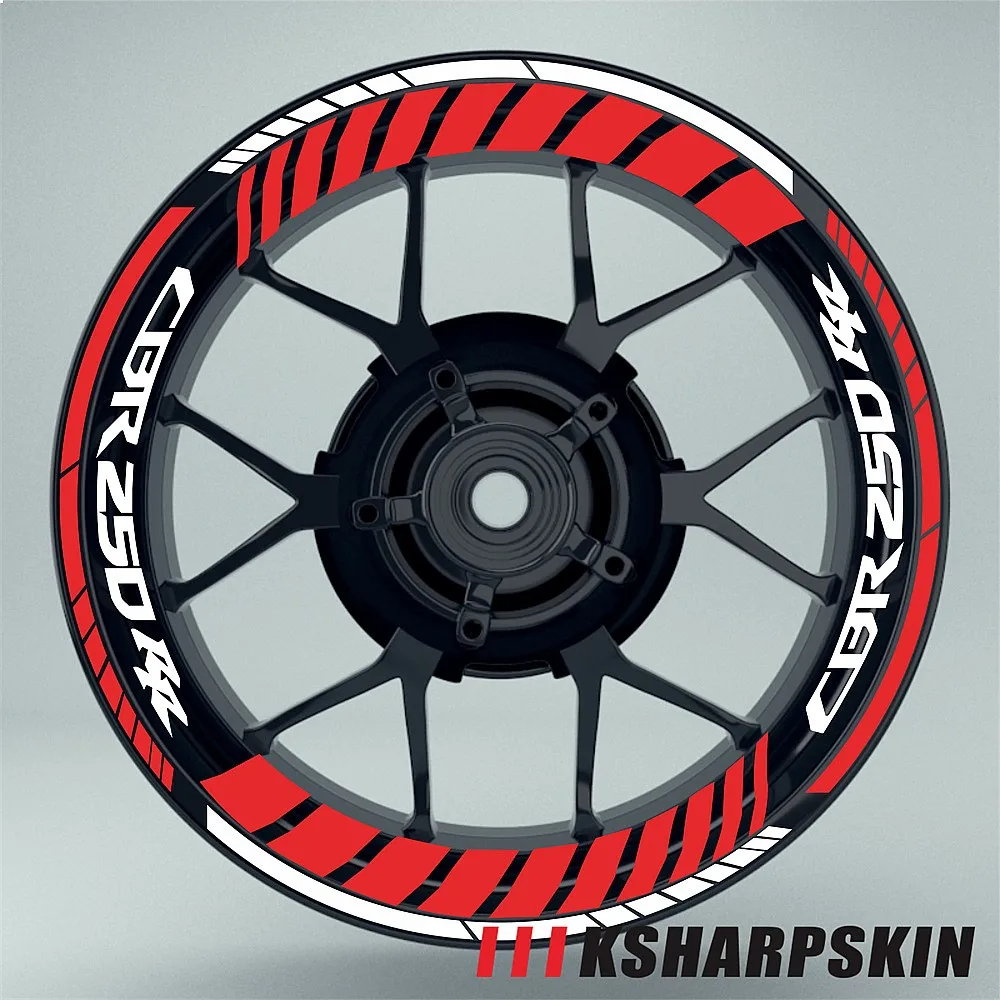 Multiple Color Motorcycle Tire Reflective Stripe Stickers Waterproof Wheel Logo Decals for HONDA CBR250RR