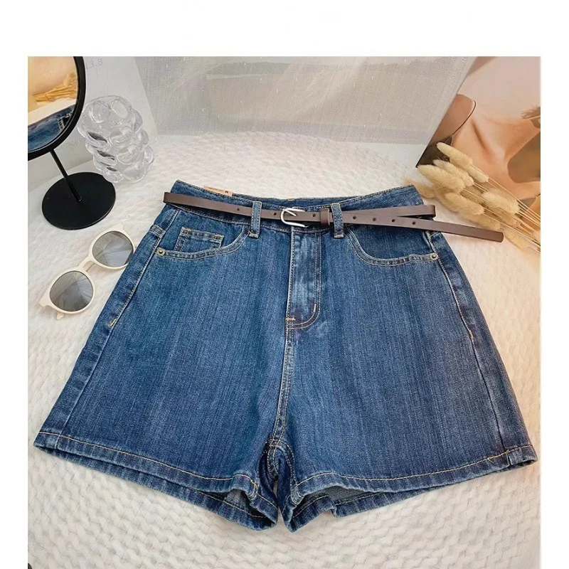 Shorts Wijde Pijpen Denim Vrouwen Jean Hoge Taille Slim Fit Jeans Casual Gesplitste Zakken 2024 Zomer Korte Femme Basics Denims