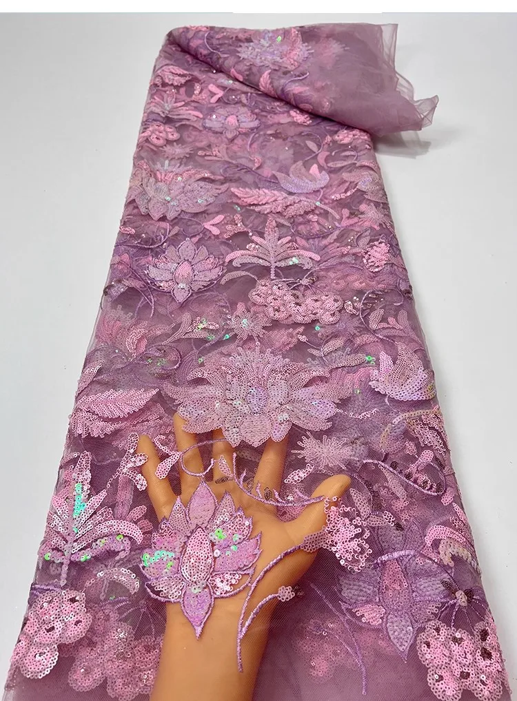 

1yard new gauze fabric for clothing Exquisite sequin flower embroidery tela wedding Dress cheongsam fabrics