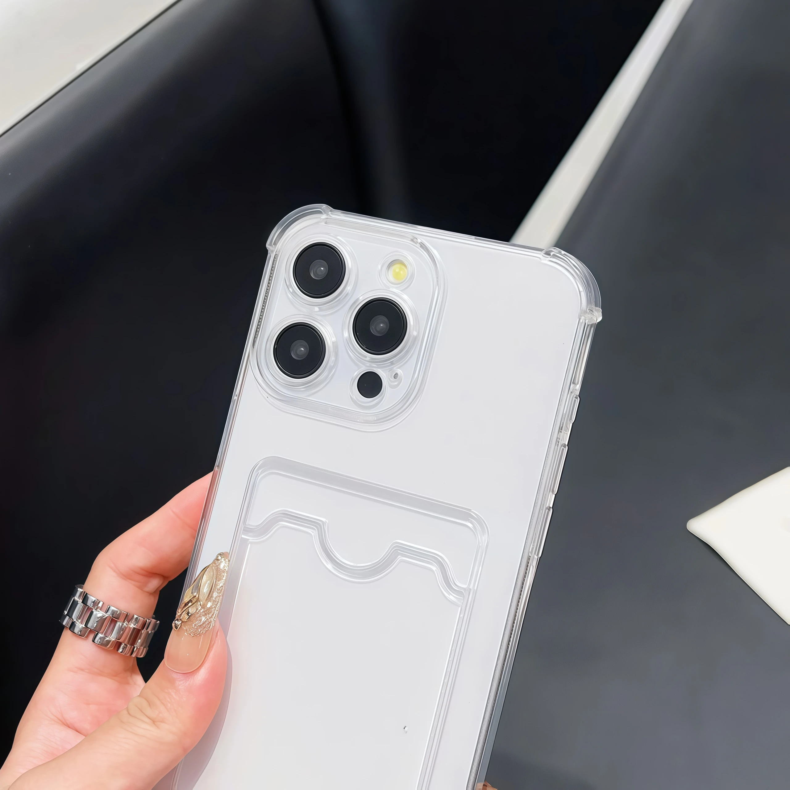 Picture 3: Shockproof Transparent Card Slot TPU Phone Case For iPhone 17 Air 16 15 14 Plus 13 12 11 Pro Max Silicone Back Protection Cover