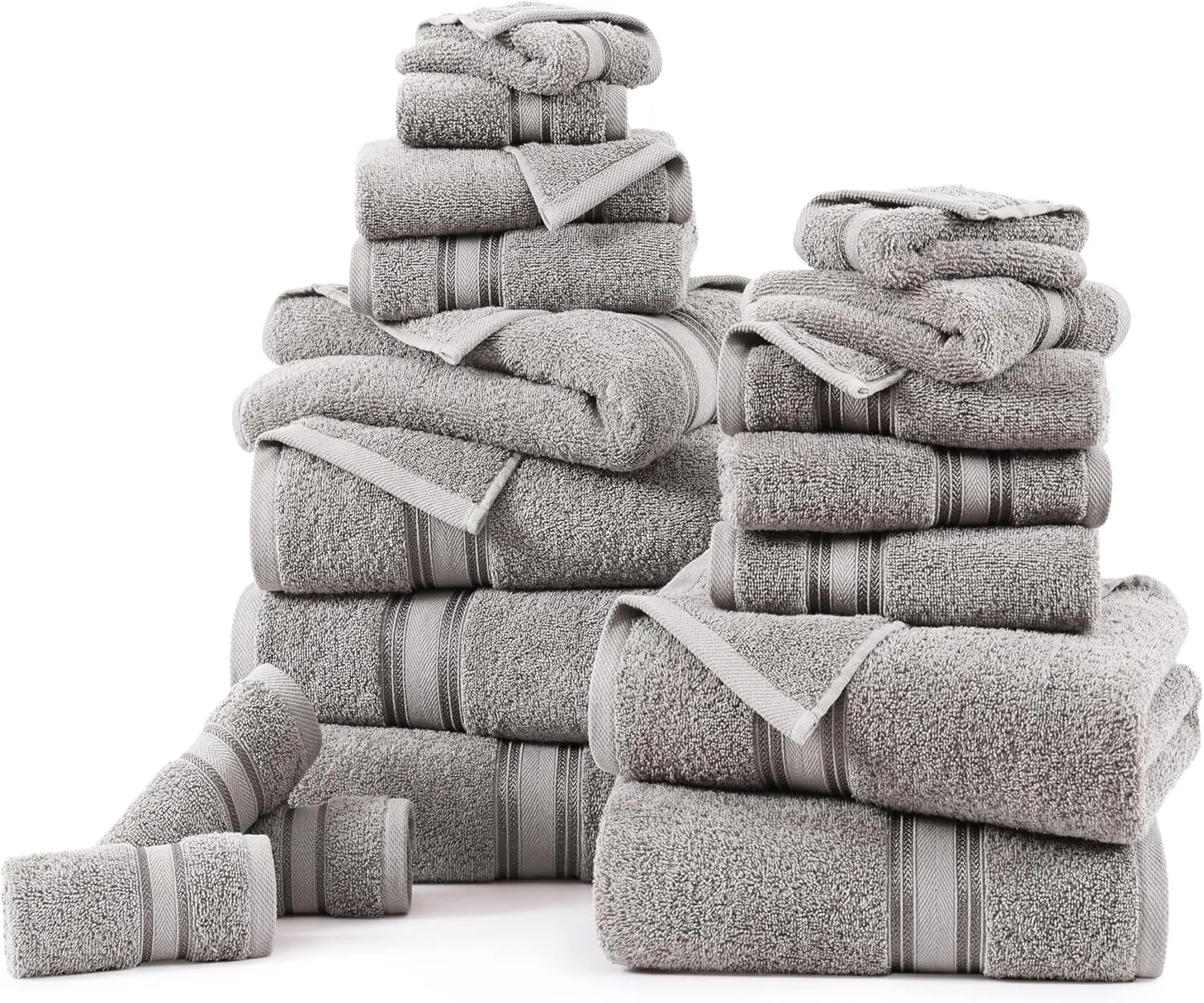 Bath Towels for Bathroom Set- 100% Cotton Towel Set, Soft Bath Set- 6 Bathroom Towels, 6 Hand Towels, 6 Wash Cloths, Quick Dry