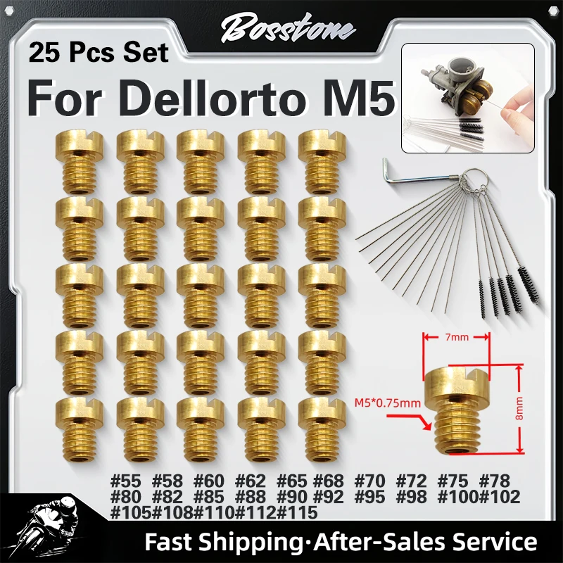 25 ugelli principali 55 # -115 # Filettatura M5 5mm 5x0.75 per Dellorto SHA PHBG NC PHVA AD/DS Racing Carb JNC, dimensione ugello iniettore
