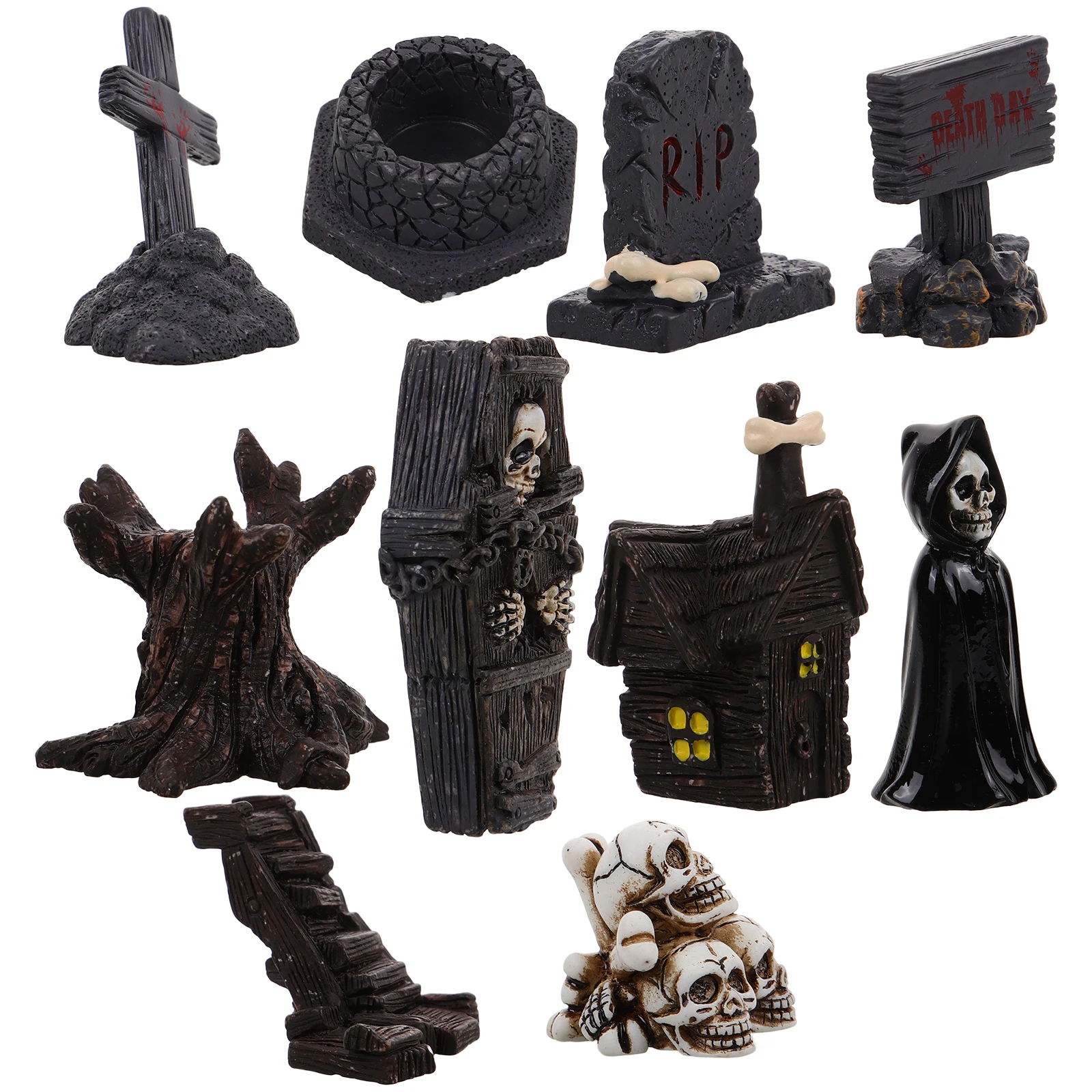 

10 Pcs naments Halloween Miniatures Figurines Ghost Decorations Craft Accessories Table Mini Figures Home Adornments
