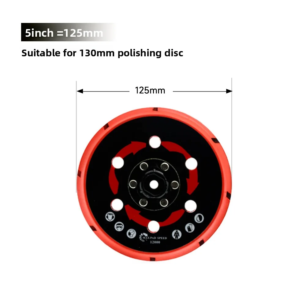VOLODYMYR Car Polishing Machine Tray 5 Inch DA Grinding Sticky Vibrating Polisher Back Plate Flocking Sandpaper for Auto Care