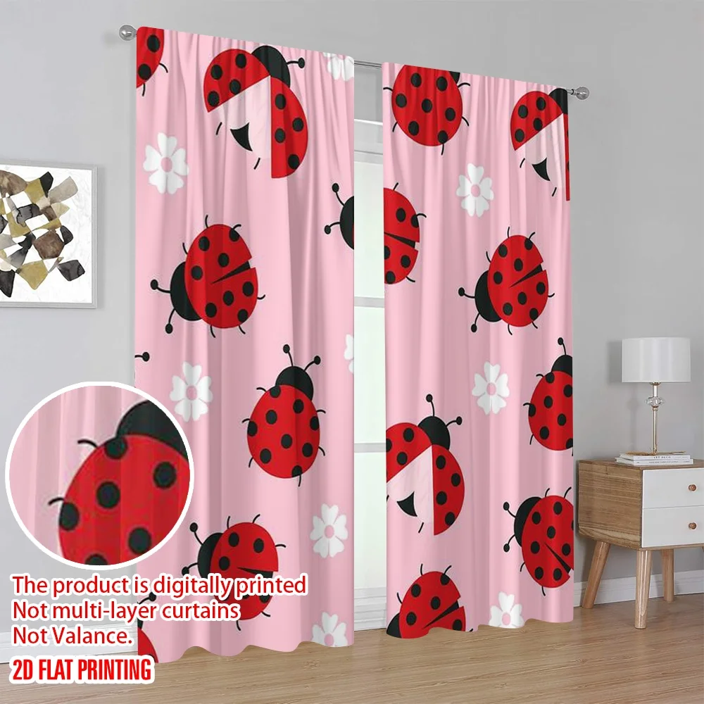 2 قطعة ، 2D طائرة الطباعة نمط الستائر الخنفساء موكب البوليستر سهلة التركيب (بدون قضيب) الهدايا Ldeal لغرفة النوم غرفة المعيشة