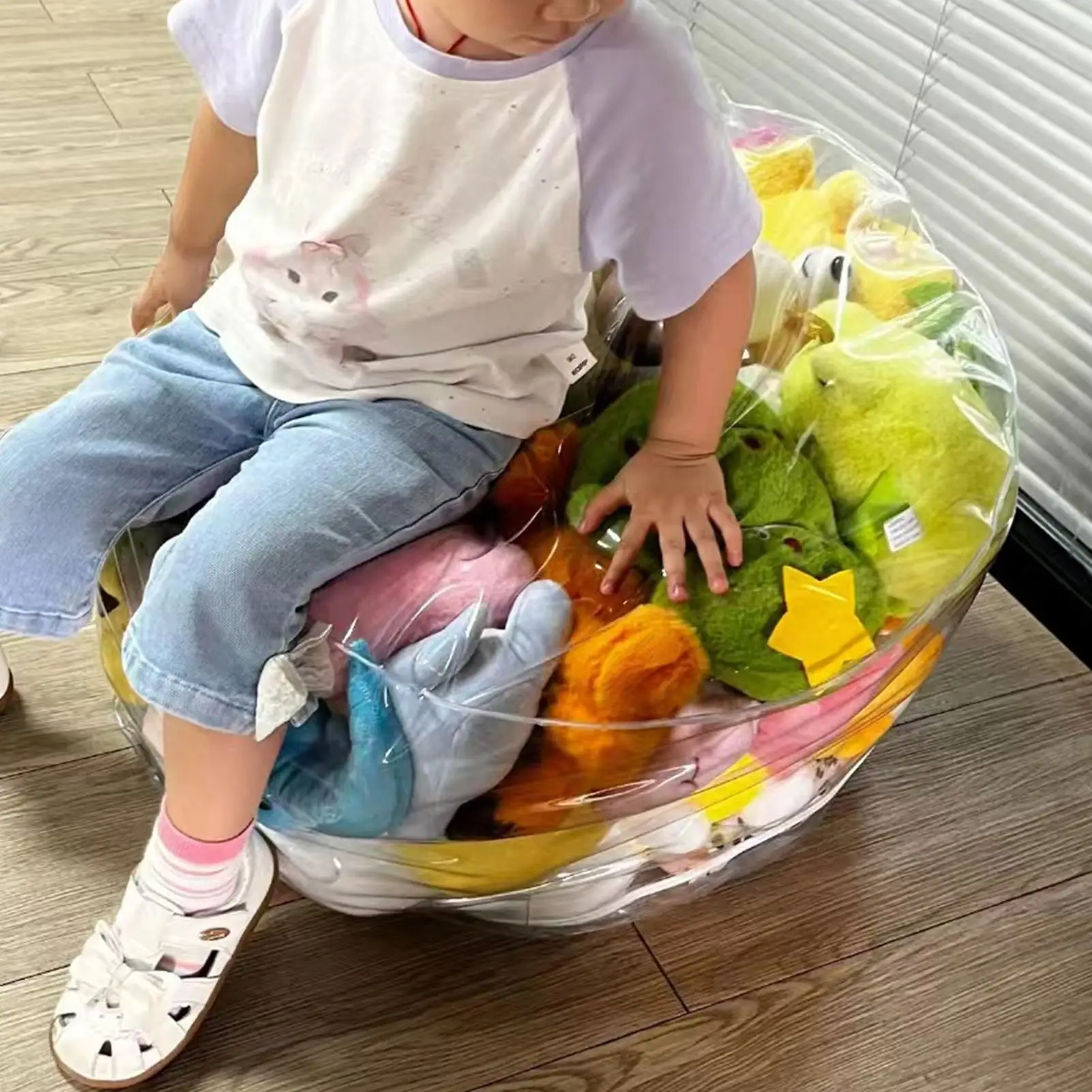 Clear Animal Storage Chair Plush Bean Bag Seat with Waterproof Cover for Kids Bedroom Playroom Nurserys Home Long-Term Toy Care - view 5
