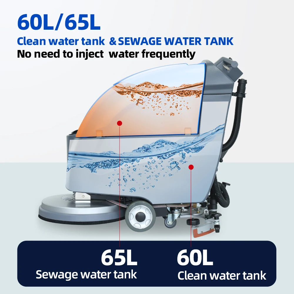 Épurateur de sol pour réservoir d'eau 65L, équipement industriel robuste, avec technologie de nettoyage avancée