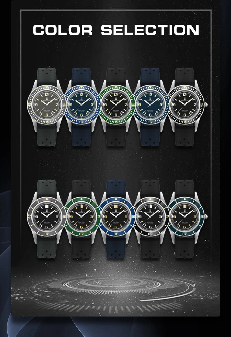 CORGEUT 50-Fathoms Dive Watch WD50F NH35 Automatic Movement 40mm Watch For Man Luminous 200m Waterproof Sapphire Vintage
