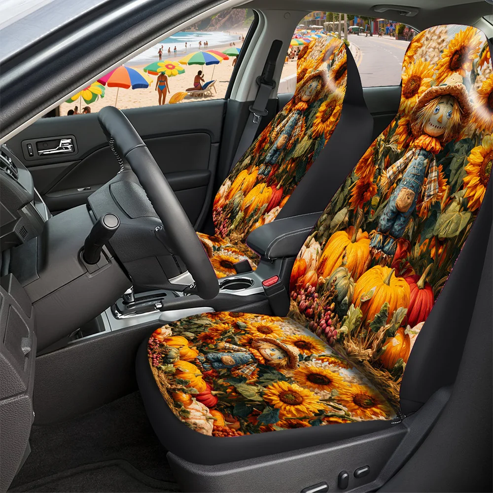 2-5 Seat Set Car Seat Covers, Black War Horse Print, Polyester Fabric, Easy Install & Washable, Universal Fit, Non-Slip, Absorbe