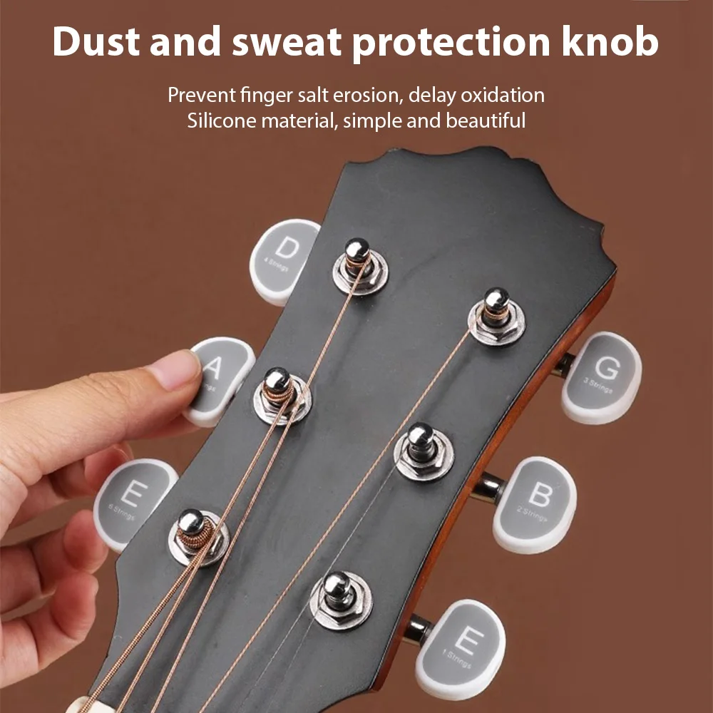 6Pcs Guitar Knob Protection Cover for Electric Folk Guitar Dustproof Sweat Prevention Guitar String Tuning Pegs Knob Cover