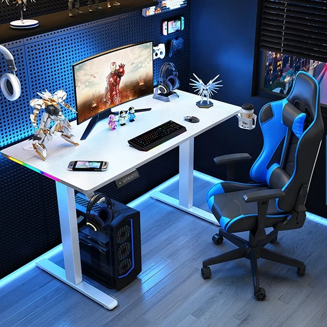 

Gaming Room Decoration Electric Adjustable Gaming Table Desk with Led