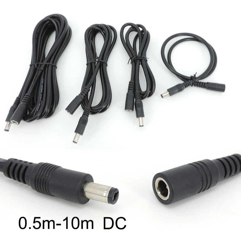 Câble d'extension de prise femelle à mâle DC, 0.5 m, 1.5m, 2m, 3 m, 5m, 10m, 2.1mm x 5.5mm, adaptateur secteur 12V, caméra CCTV, bande q