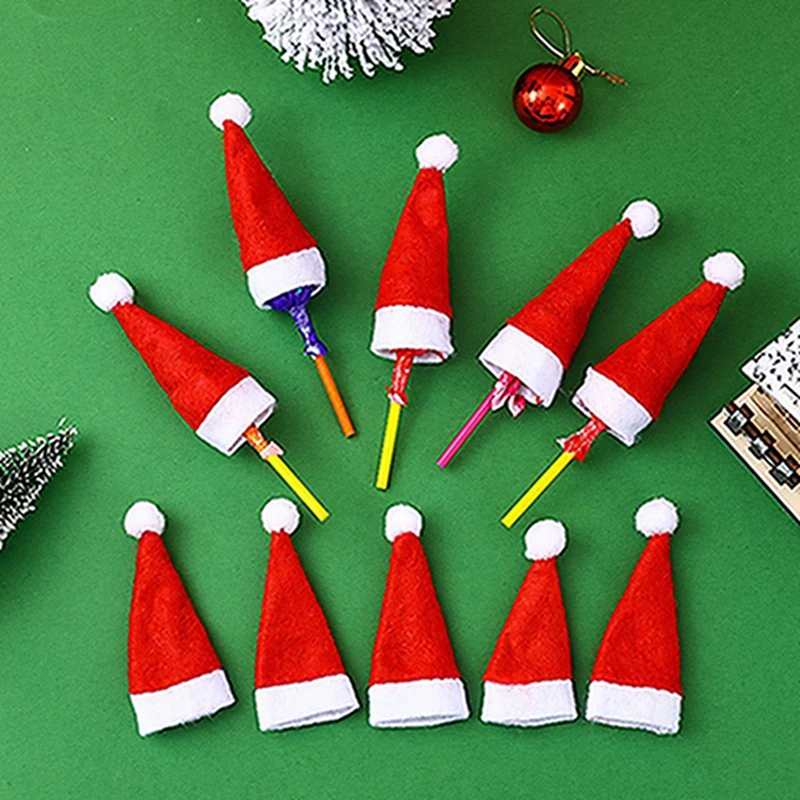 10/20PCS Mini Santa Hat Lollipop Hat Kids Gifts Happy New Year Decor Ornament Christmas Party Decorations For Home Xams 2024