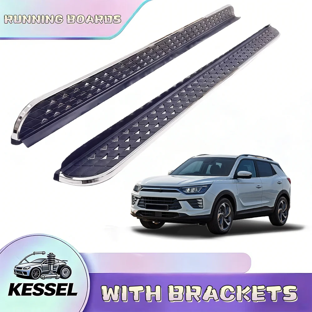 

2Pcs Running Board Side Steps Compatible with SsangYong Korando 2019-2023 2024, Step Pedal Door Fixed Nerf Bars, with Brackets