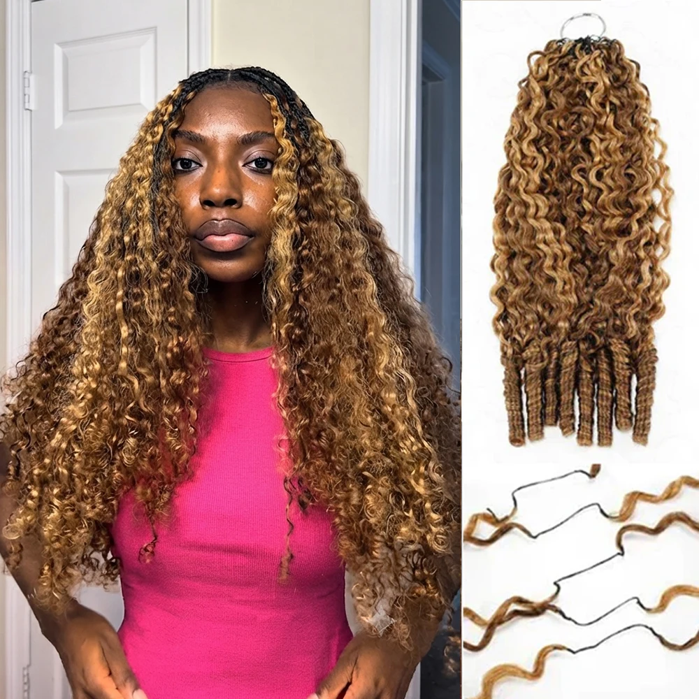 Highlight Miracle Knots Crochet Human Hair Burmese Curly Double Drawn Colored Feathered Crochet Human Hair 100% Raw Human Hair