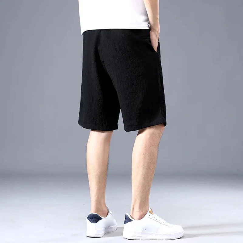 Lce Silk Shorts Homens Finos Esportes Cortados Calças Perna Reta Solta Legal Respirável Nova Tendência de Moda Casual XL-XXXL