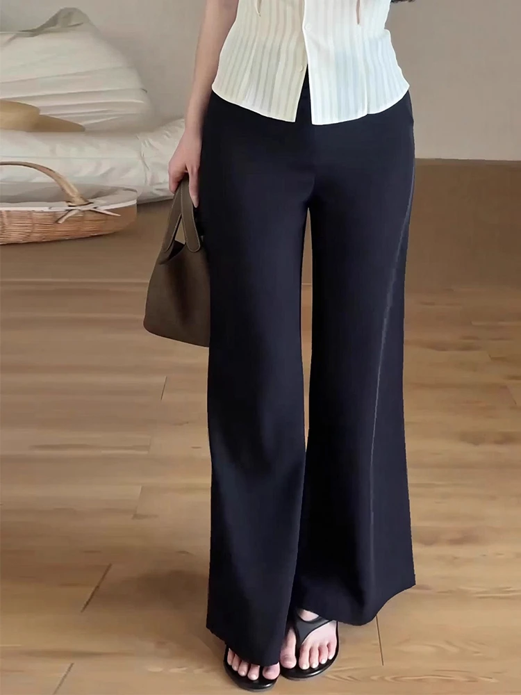 하이웨이스트 플레어 캐주얼 팬츠 여성용 신축성 루즈핏 가을 신상 슬림핏 플러스 사이즈 몸매 가리기 작은 사이즈